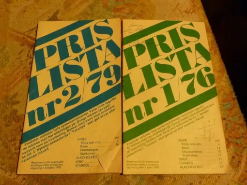 Tradera Priskuranter & Kataloger<Systembolagets Prislistor från 1976 och 1979