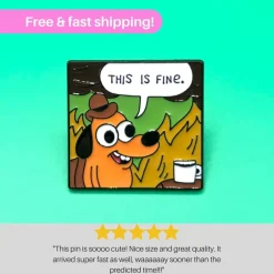 Tradera THIS IS FINE Enamel Meme Pin | Dog Fire Cartoon Badge Brooches Label Pin> Tygmärken & Pins