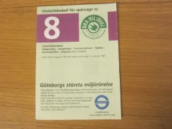 Tradera Tidtabeller<Tidtabell Göteborgs spårvagn linje 8 vintertidtabell 1996/1997