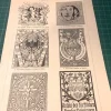 Tradera Träsnitt ”Exempel på bokägarmärken, ex libris” från 1905> Litteraturvetenskap