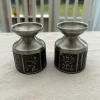 Tradera Två tennljushållare med medeltida motiv Kongetinn Pewter> Tenn & Mässing