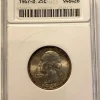Tradera USA 25 Cent 1947 D i graderad kapsel av ANACS. Gradering är MS65^ Utländska Mynt