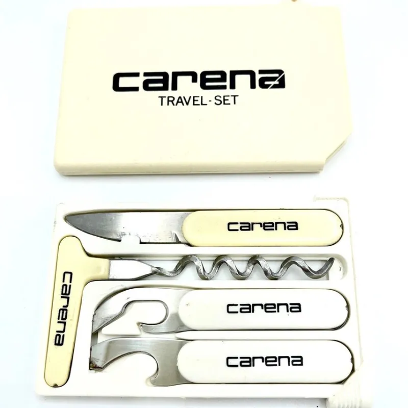 Tradera Knivar & Svärd<Vintage, Carena Travel-set Fyra delar flasköppnare Korkskruv Kniv