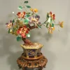 Tradera Vintage Cloisonné emalj korallblomma hjärtablad Bonsaiträd Äkta ädelsten> Orientalisk Konst & Porslin