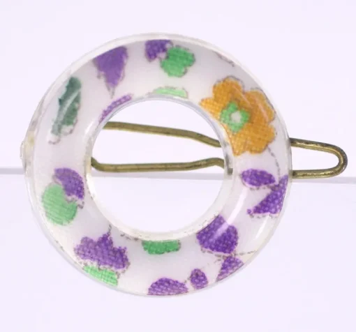 Tradera Hårsmycken & Diadem<Vintage French plastic floral hairclip-circa 1960s-Weight 2g-FRI FRAKT
