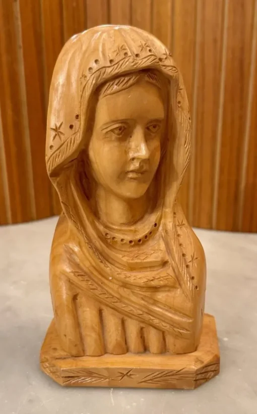 Tradera VINTAGE ~Virgin Mary~ HANDSNIDAD I TRÄ> Ikoner & Religiösa Föremål