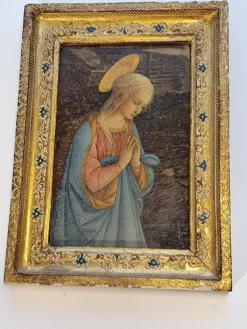 Tradera Vintage/antik religiös tavla Jungfru Maria från Frankrike> Ikoner & Religiösa Föremål