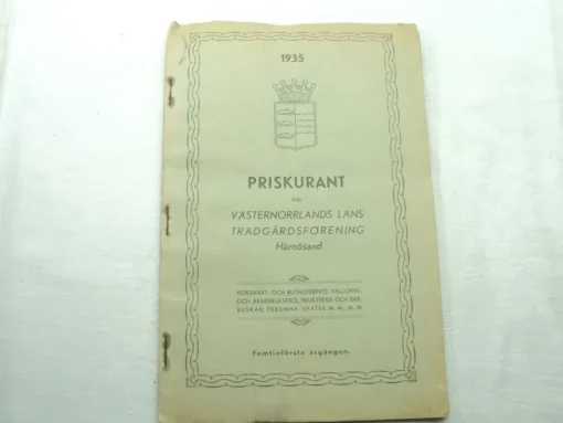 Tradera Priskuranter & Kataloger<Västernorrlands läns trädgårdsförening, Priskurant 1935, Härnösand