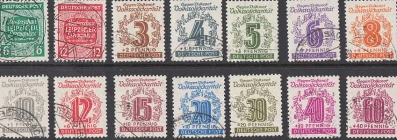 Tradera West-Sachsen Mi 124-125 Y, 138-149 stämplade^ Europa