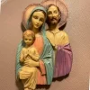 Tradera 23x13 cm Jesus Maria Josef madonna vintage relief religious plaque icon ikon> Ikoner & Religiösa Föremål
